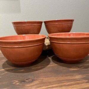 4 Cambria Persimmon Pottery Barn 6 inch Soup Cereal Bowl Orange Portugal